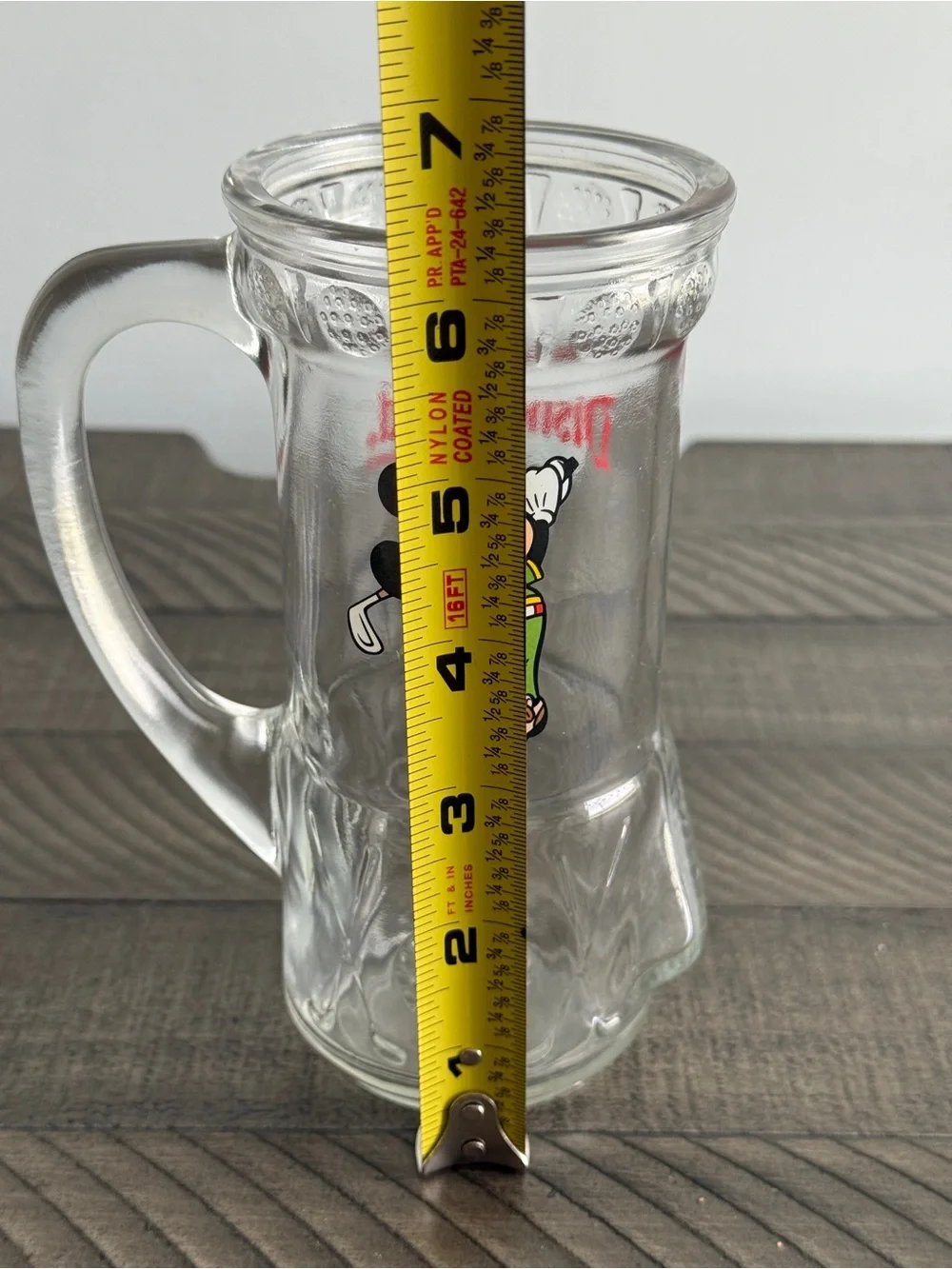 Vintage - Walt Disney World Glass Mug Golfing Mickey Mouse Golf Bag Stein Cup